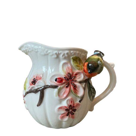 Botanical Collection by Corner Ruby 3D Floral Hummingbird Ceramic Creamer NEW - Picture 9 of 13